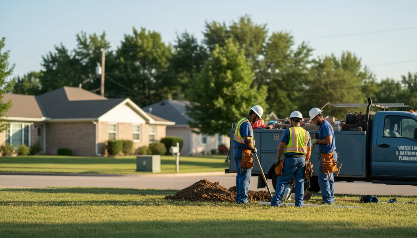 Residential water line and bathroom plumbing service in Lewisville, IN
